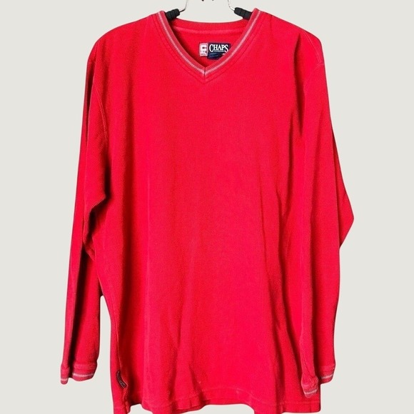 Ralph Lauren Other - Chaps Ralph Lauren Mens Red Waffle Knit Thermal V-Neck Long Sleeve Shirt‎ Large